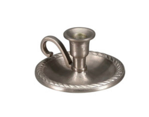 ALU PAN CANDLE HOLDER WITH HANDLE - SILVER