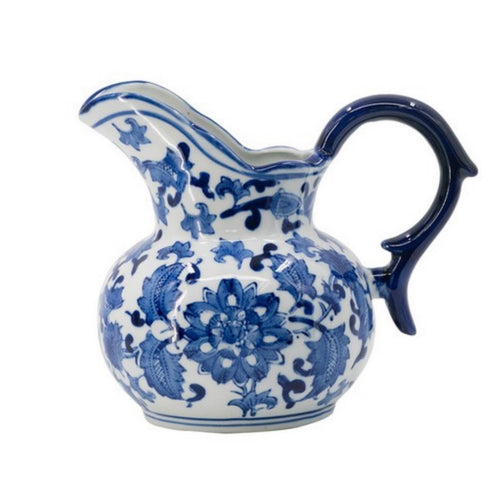 Floral Milk Jug 19cm - Blue & White